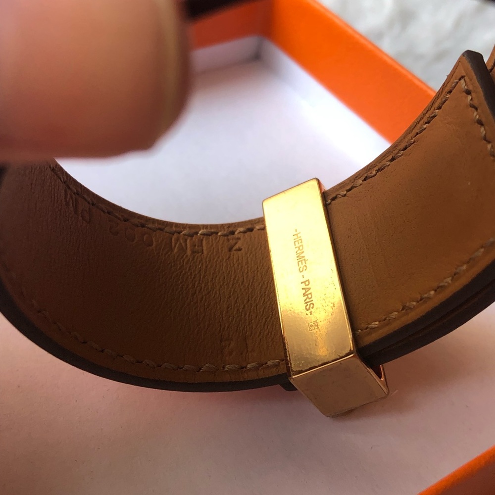 Hermes Collier De Chien 24 CDC pink leather Rose azalee T2 PM cuff bracelet - Picture 8 of 8